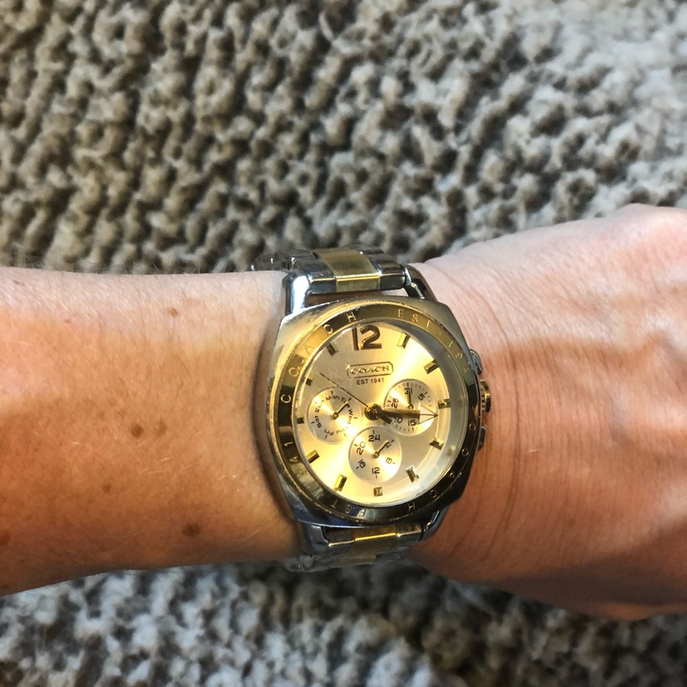 Coach silver and gold link watch